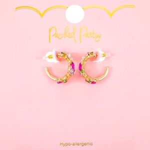 Packed Party Gold and Pink Elegant Hoop Earrings